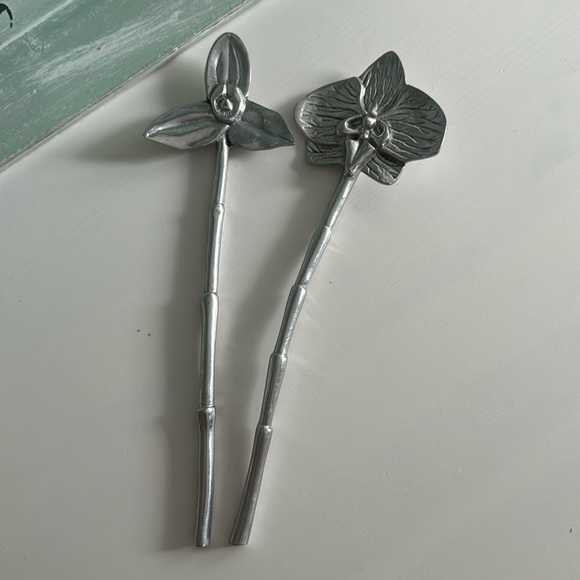 Mariposa Floral Salad Serving Utensils Made in Mexico - Picture 1 of 5